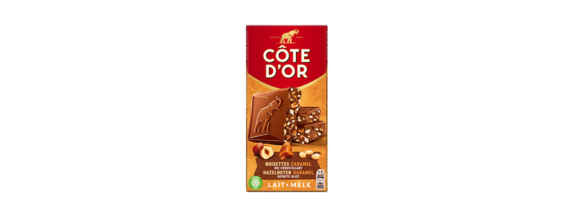 Côte d'Or Ultra gourmand Lait, noisettes, caramel & riz croustillant