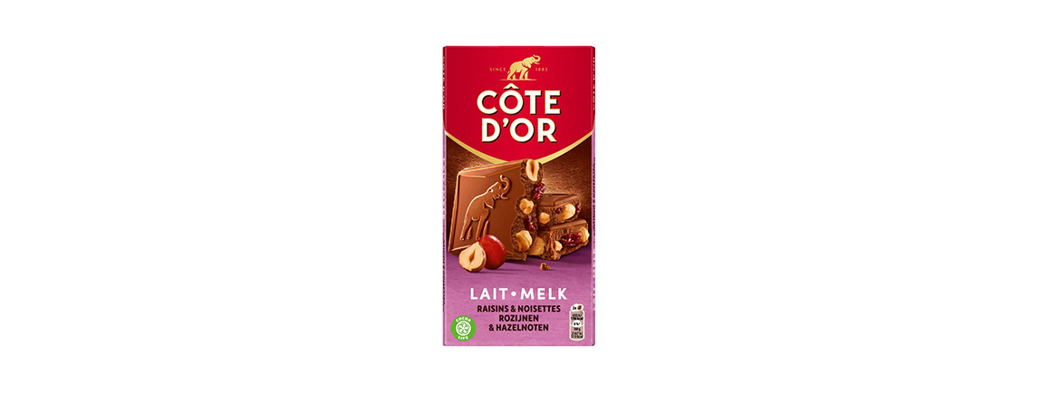 chocolat Côte d’Or Lait Raisins Noisettes