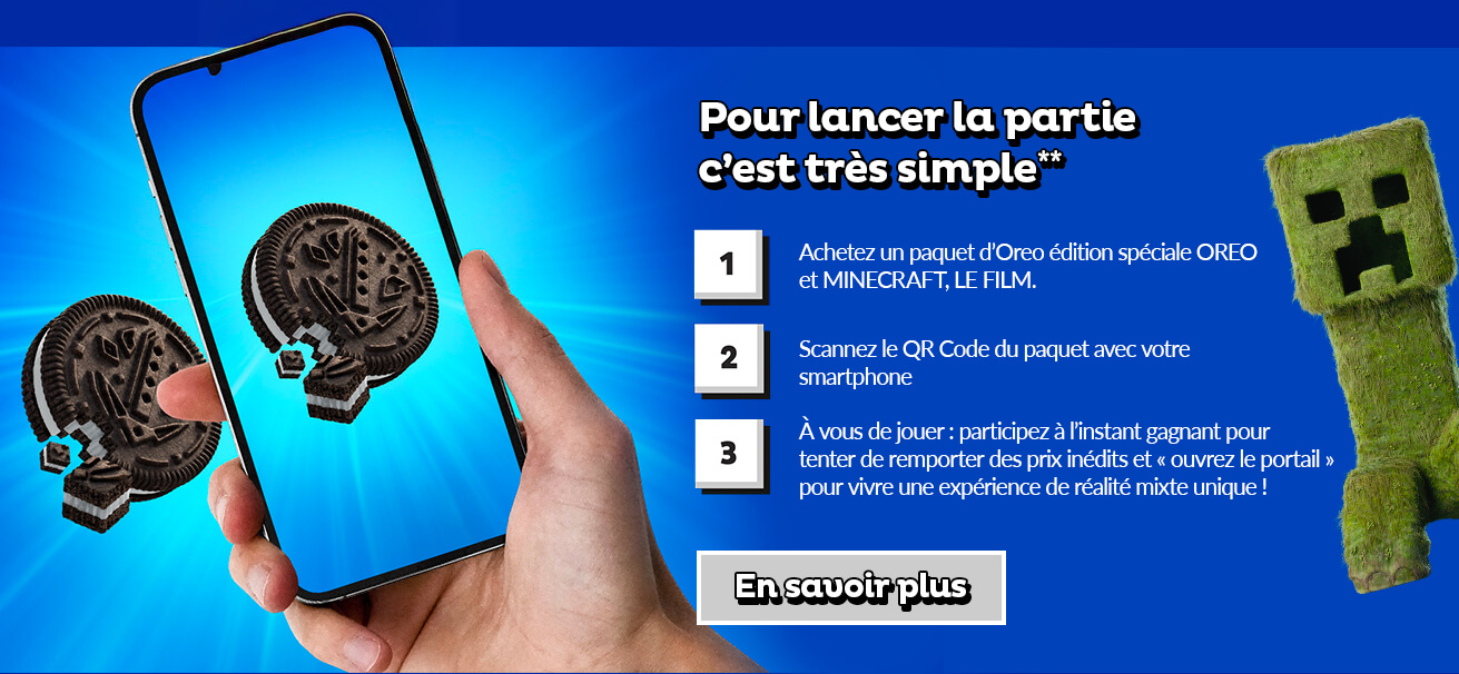 Push explicatif du jeu Oreo x Minecraft