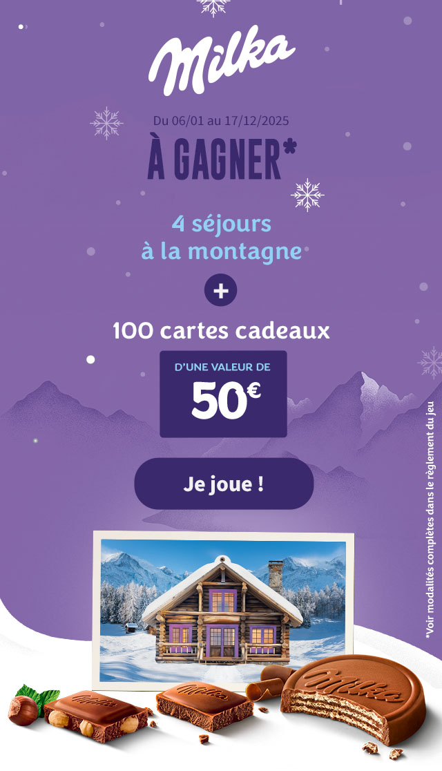 À gagner 4 séjours à la montagne + 100 cartes cadeaux d'une valeur de 50€