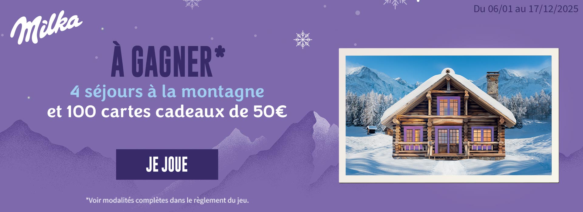 À gagner 4 séjours à la montagne et 100 cartes cadeaux de 50€