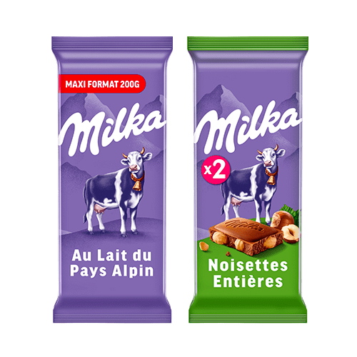 Milka Tablette lait alpin 200g + Noisettes entières x2