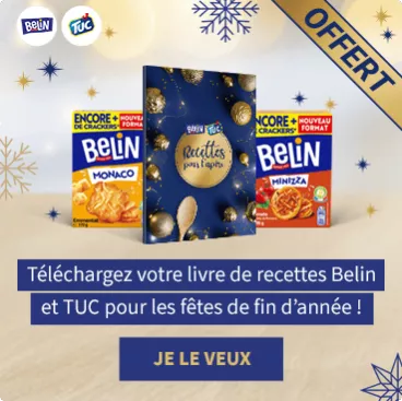 2 packs et un livre de sur un fond de flocons bleus et dorés