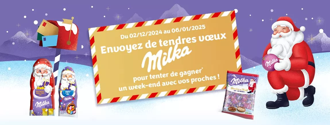 Une enveloppe de vœux Milka dans la neige